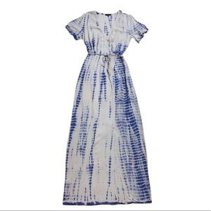 Gray/Blue Maxi Wrap Dress